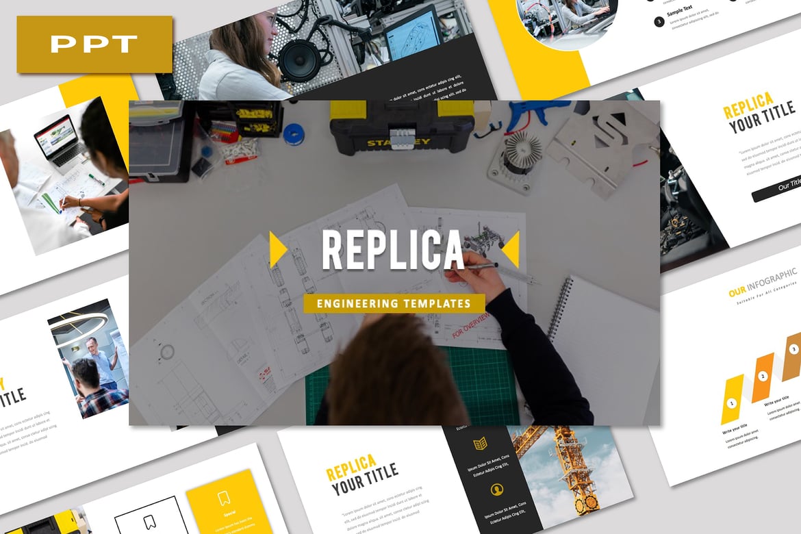 Template PowerPoint Replika untuk Presentasi Profesional