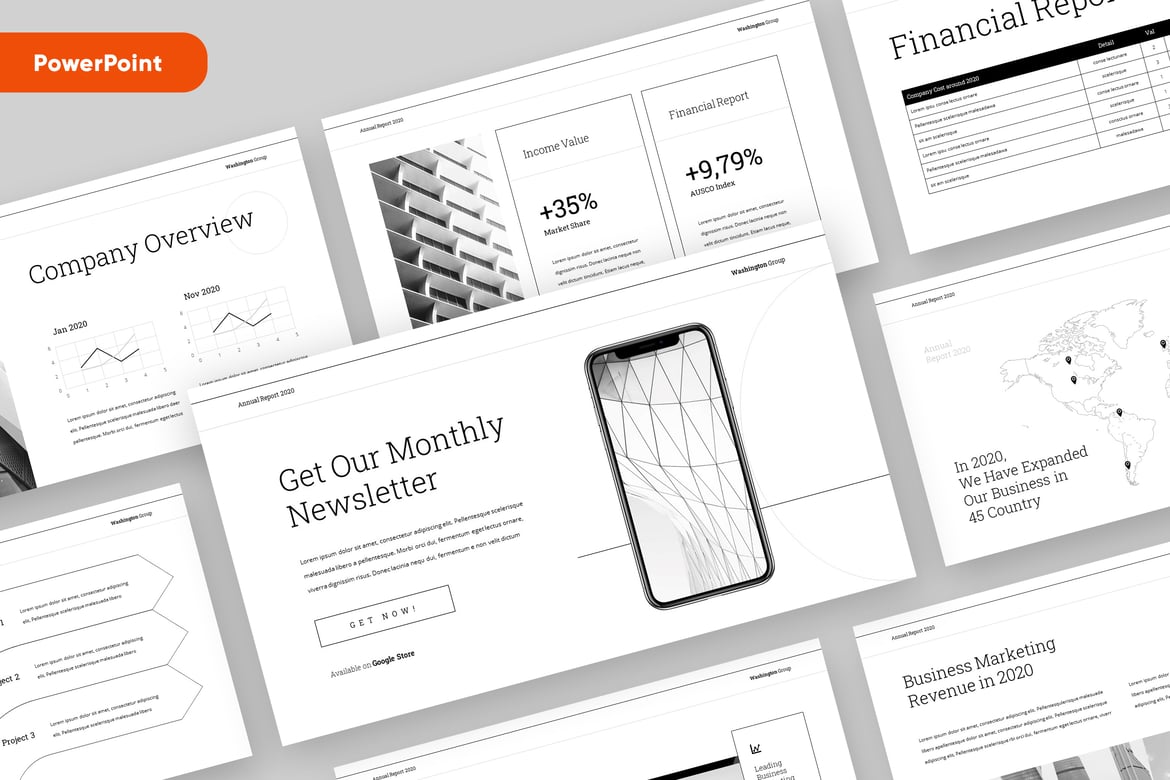 Template PowerPoint Laporan Tahunan Perusahaan yang Profesional