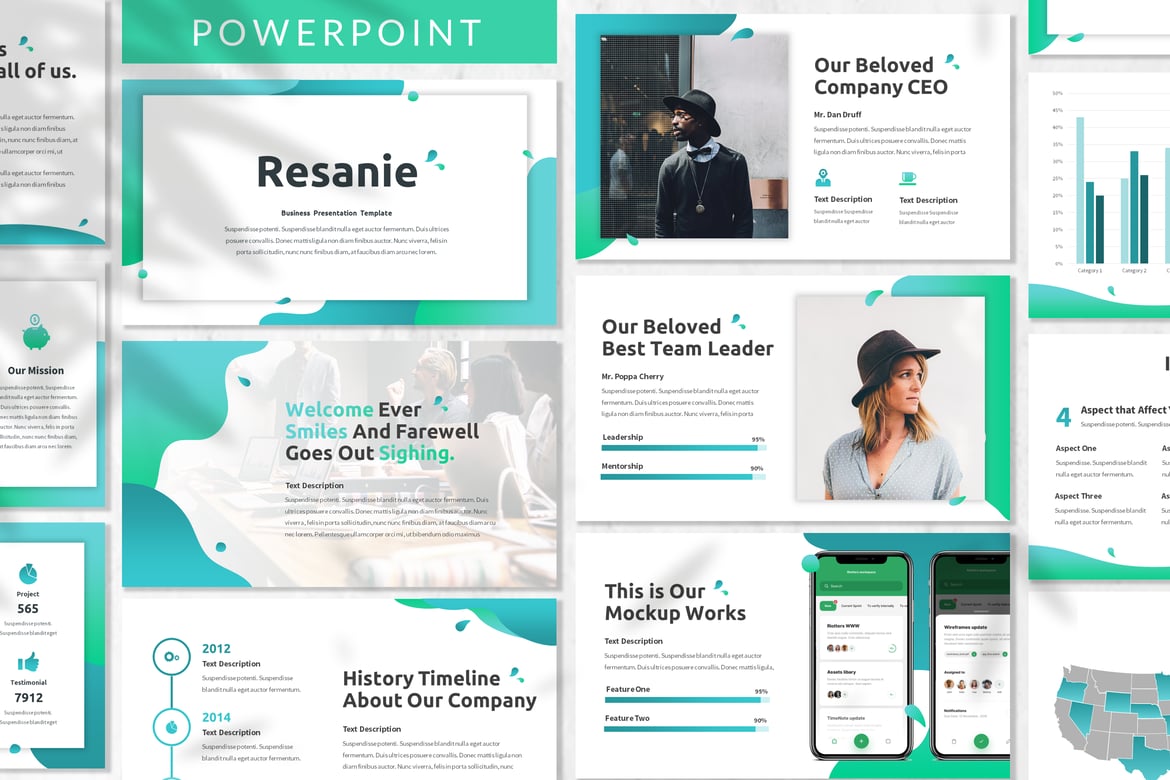 Template Presentasi Bisnis Resanie yang Modern dan Profesional