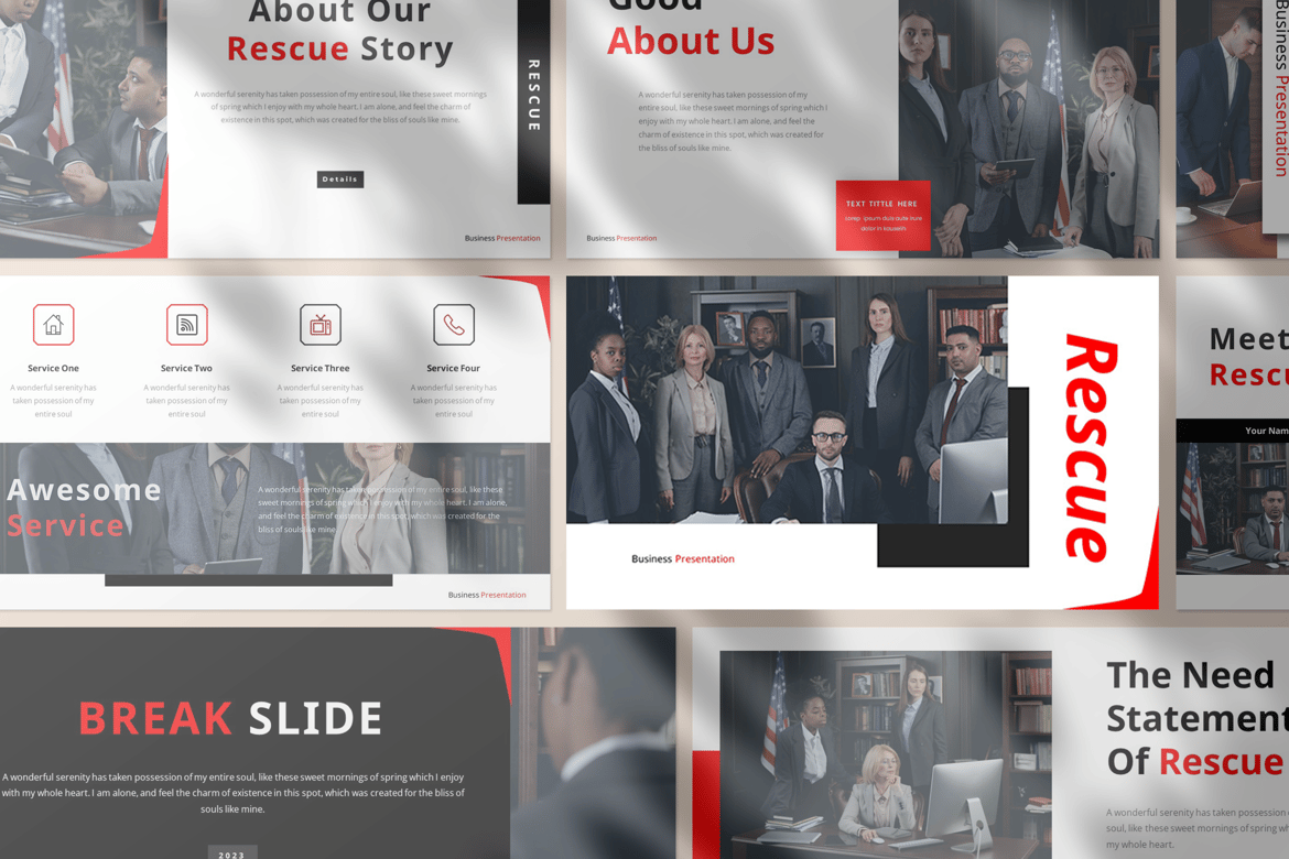 Rescue - Template Presentasi PowerPoint untuk Bisnis yang Menarik