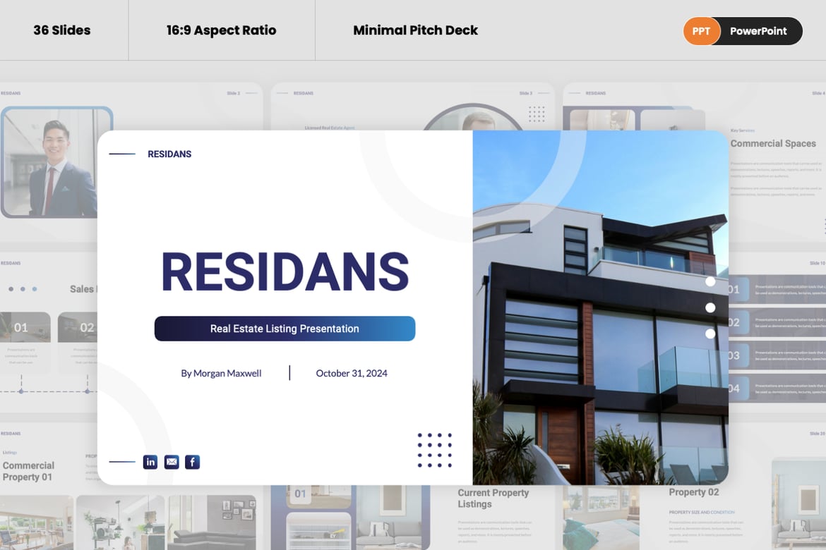Residans - Template PowerPoint Real Estate yang Menarik dan Profesional