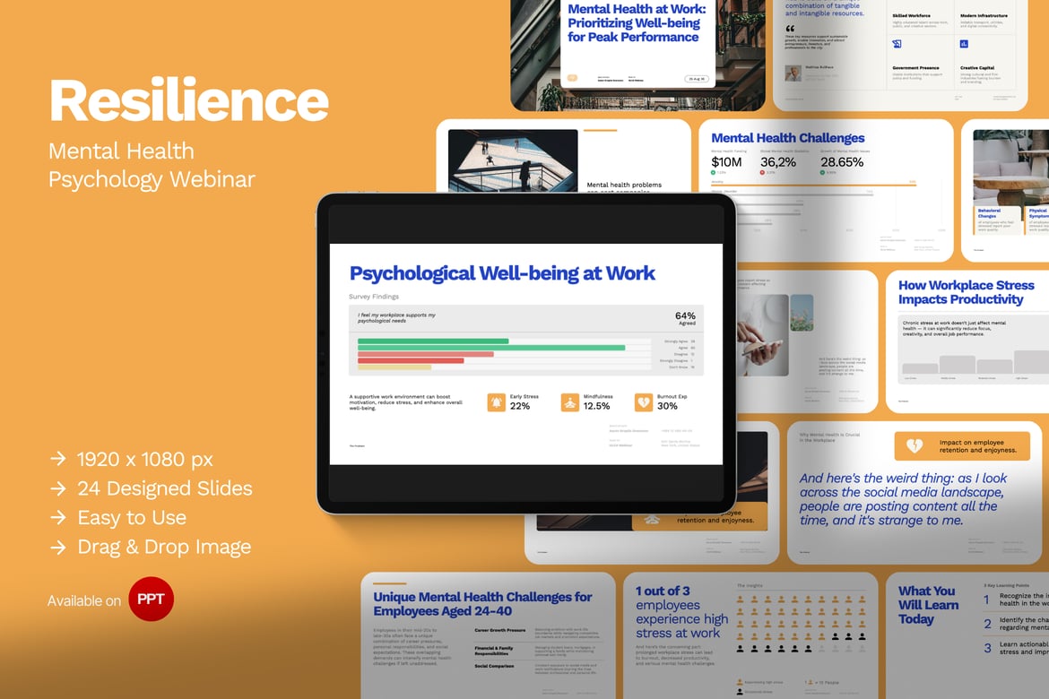 Template Presentasi Kesehatan Mental: Webinar Resiliensi yang Efektif