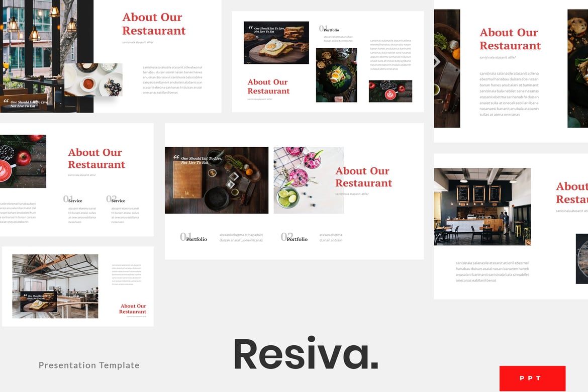 Template Presentasi Powerpoint Resiva untuk Restoran yang Menarik
