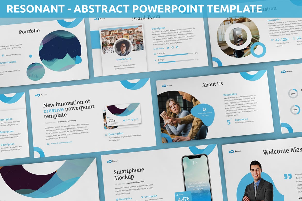 Template Powerpoint Resonant - Desain Abstrak yang Menarik