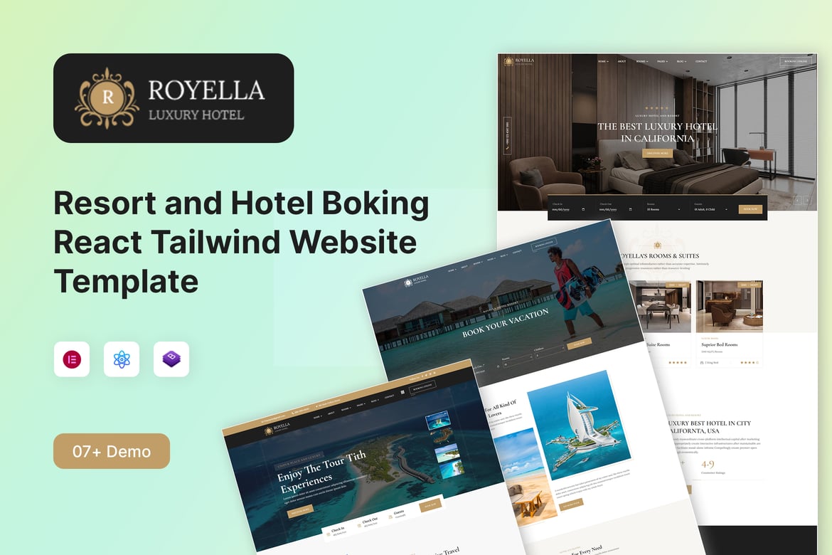 Template Web Resort dan Hotel Royella yang Menawan