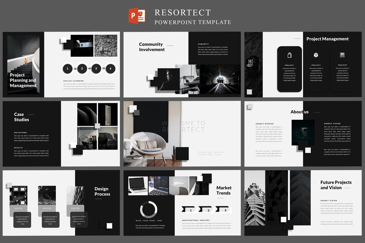 Template Presentasi Powerpoint Resortect untuk Agensi Arsitektur