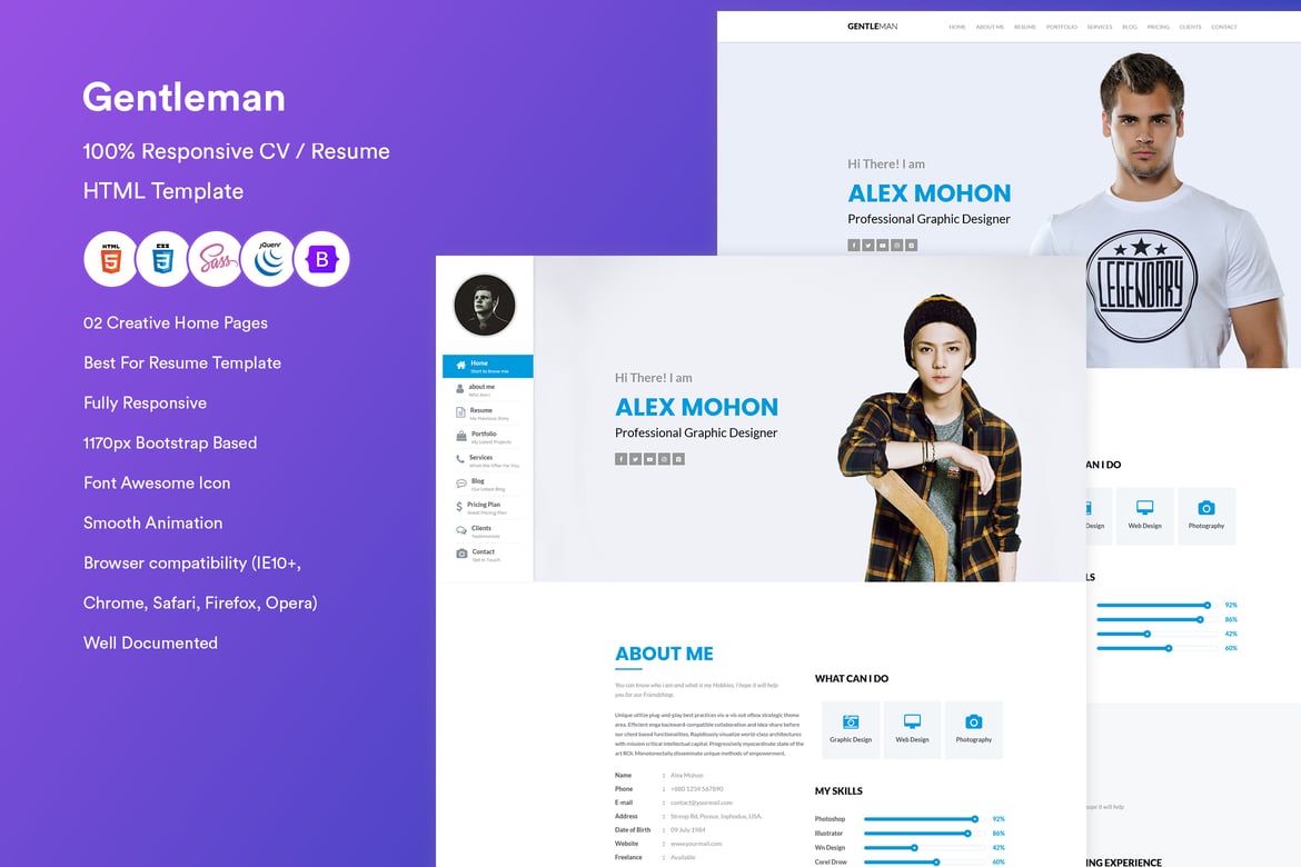 Template Website CV/Resume Responsif yang Modern dan Profesional