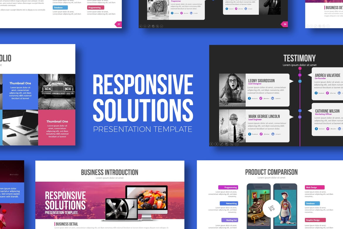 Template Powerpoint Solusi Responsif yang Menarik