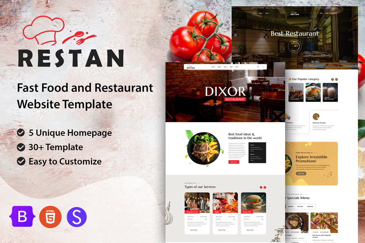 Template Website Restan – Solusi Terbaik untuk Fast Food & Restaurant Anda
