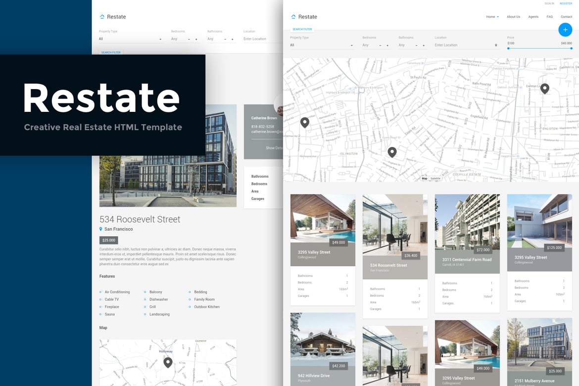 Restate - Template Website Real Estate Modern dan Kreatif