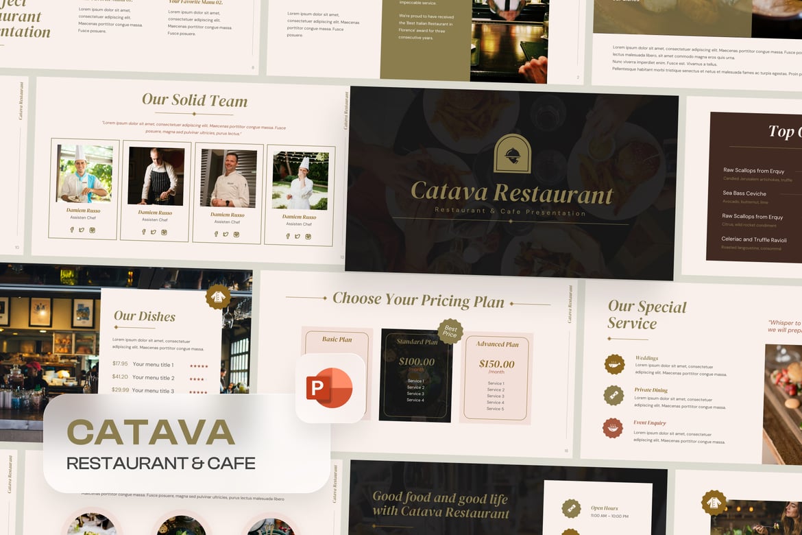 Template Presentasi PowerPoint untuk Restoran & Kafe yang Elegan