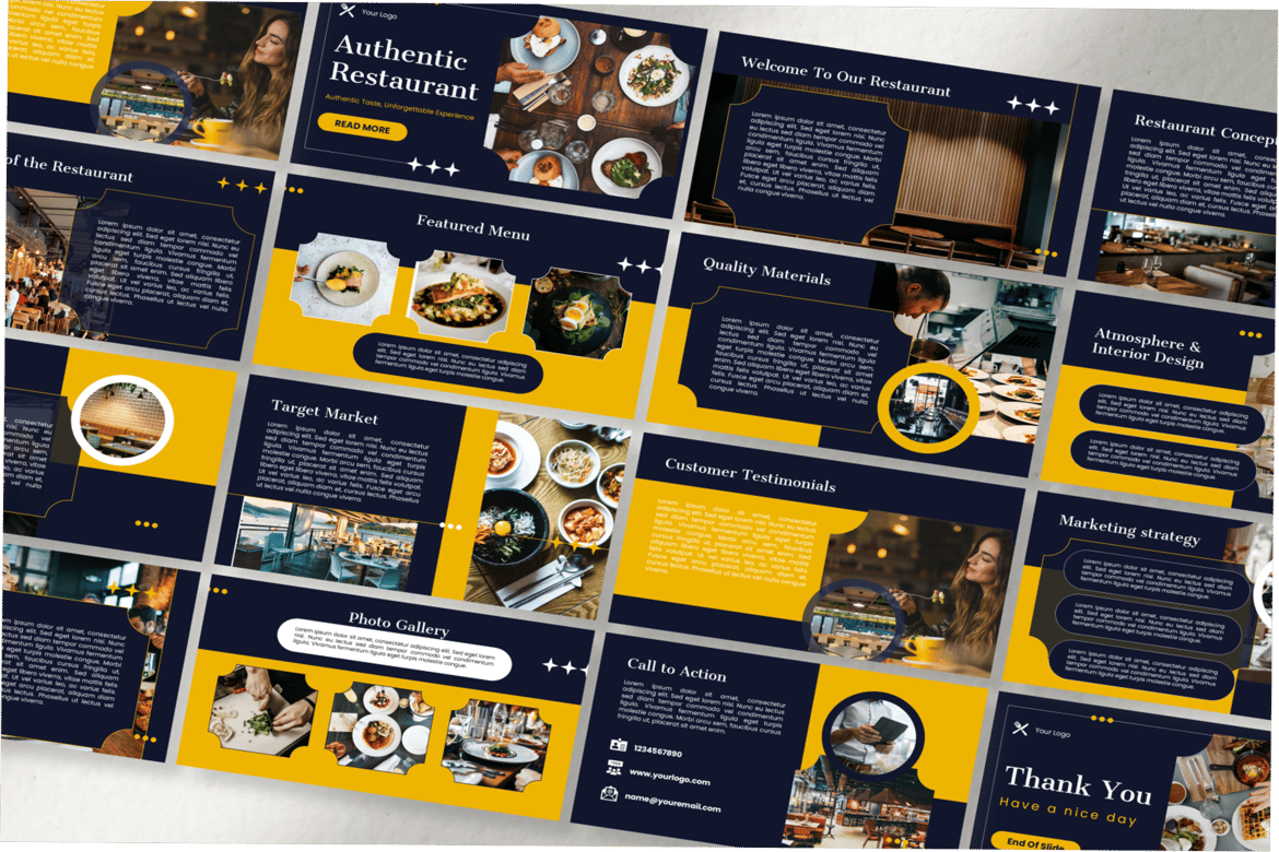 Template PowerPoint Presentasi Restoran yang Autentik dan Profesional
