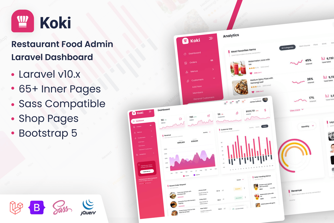 Template Admin Dashboard Laravel untuk Restoran dan Makanan