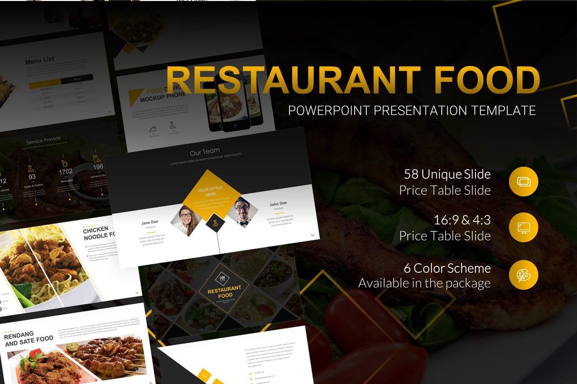 Template PowerPoint Presentasi Makanan Restoran yang Menarik dan Elegan