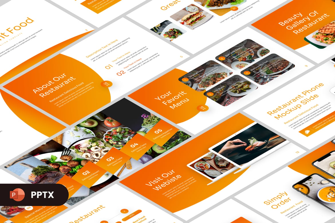 Template PowerPoint Makanan Restoran Modern yang Menarik