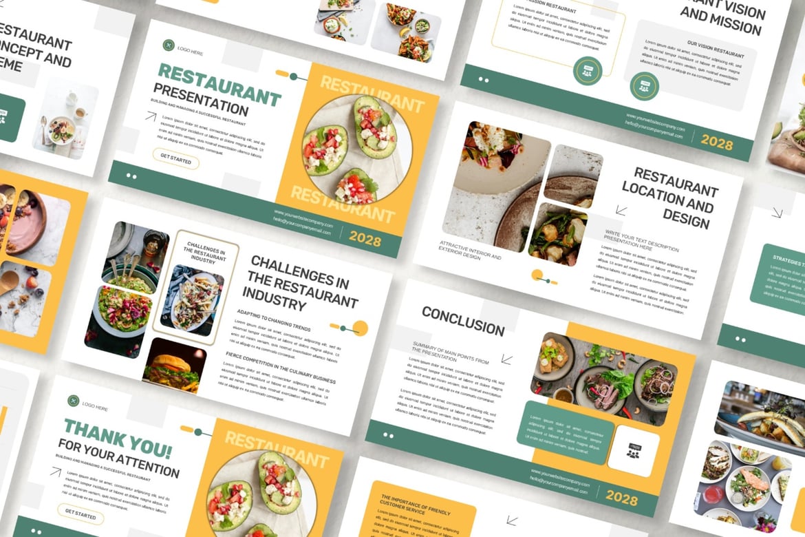 Template PowerPoint Makanan Restoran yang Menyegarkan