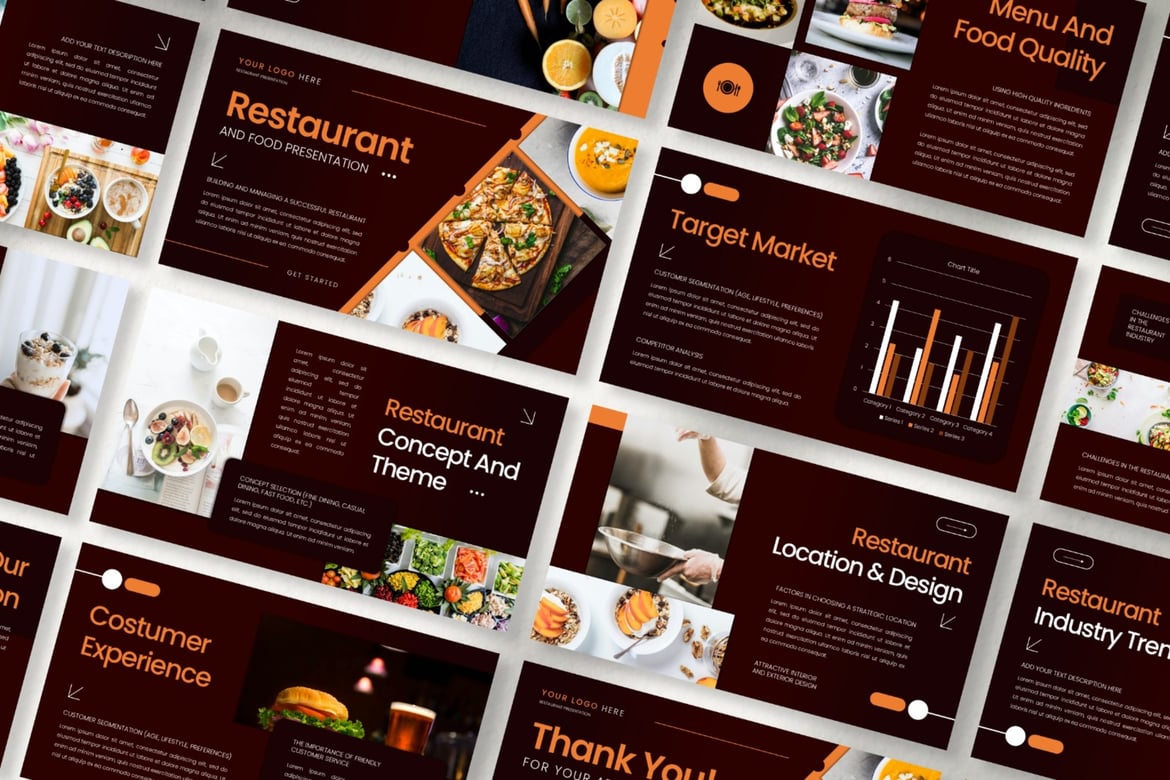 Template PowerPoint Restoran Modern dan Menarik