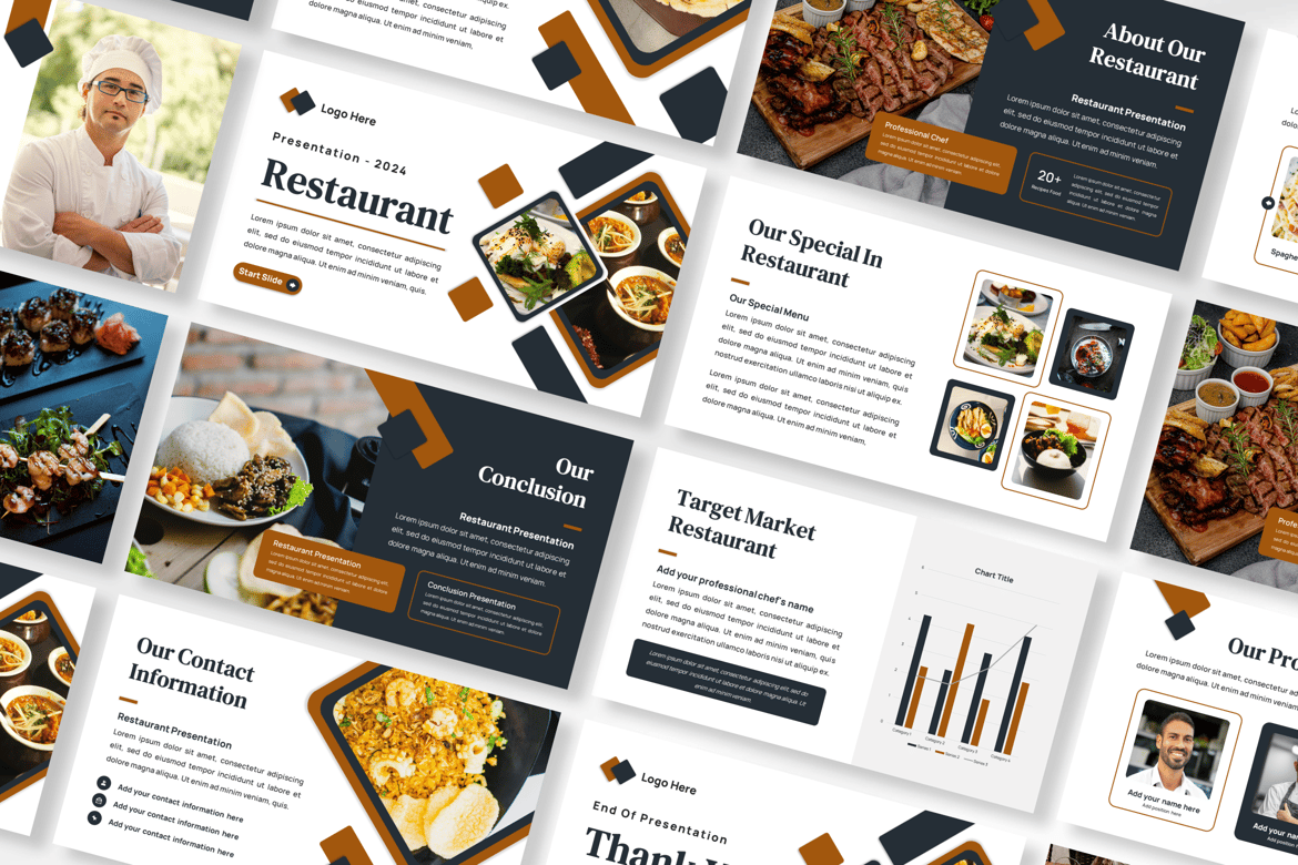 Template PowerPoint Presentasi Restoran yang Menawan