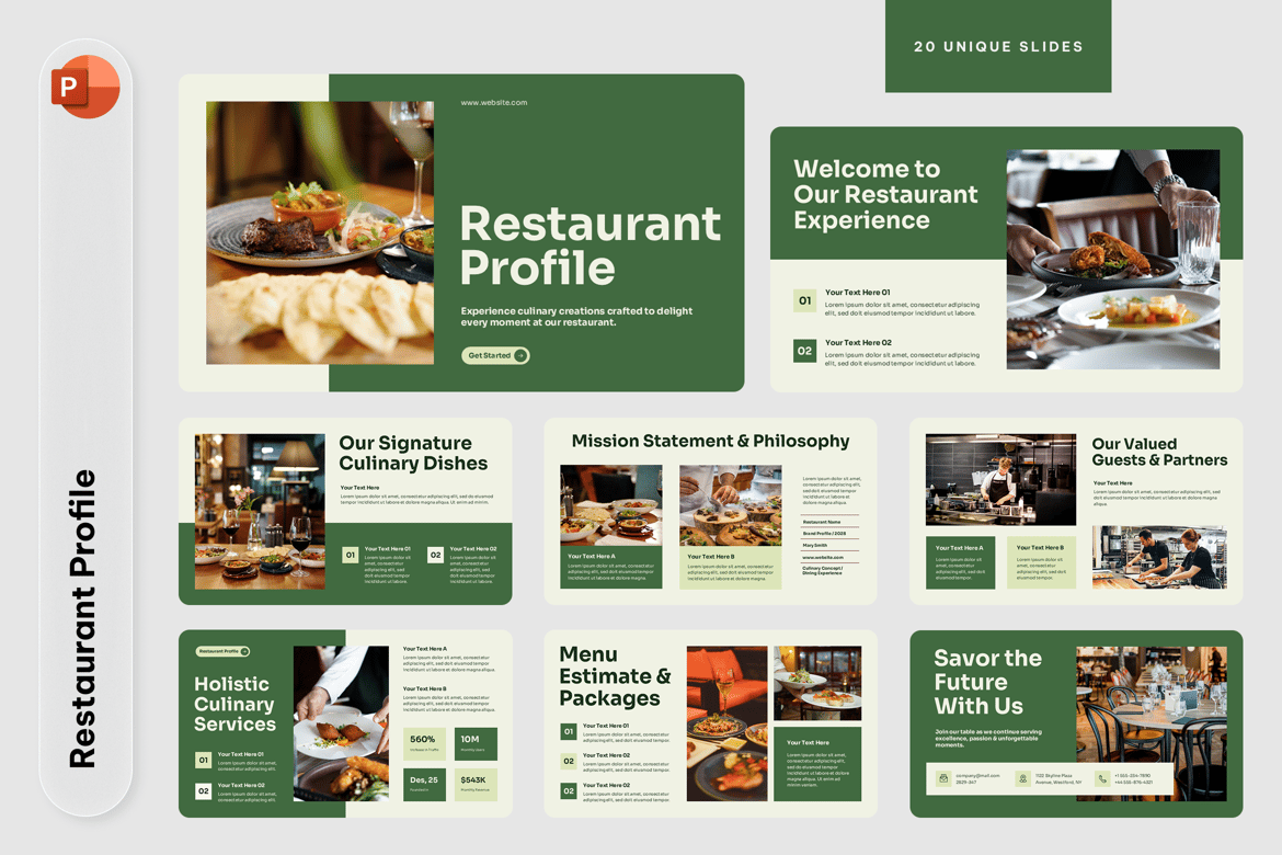 Template Presentasi PowerPoint Profil Restoran yang Menarik