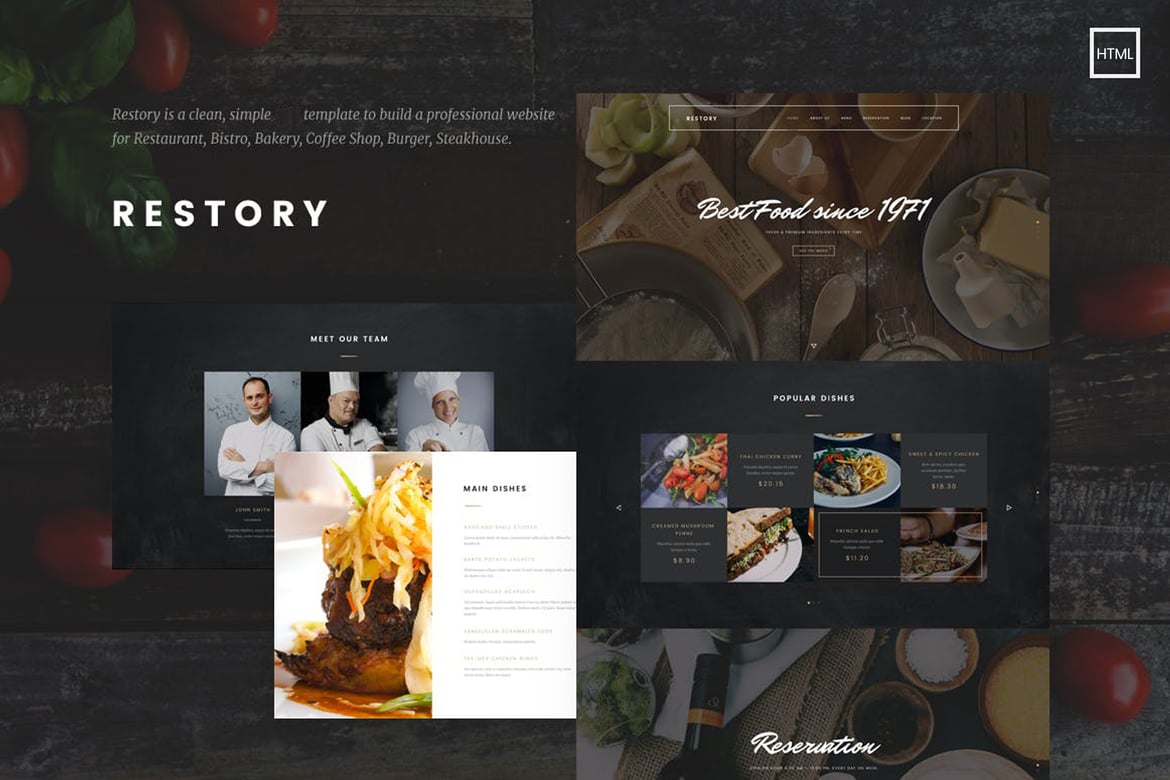 Restory - Template Website Restoran & Kafe yang Elegan
