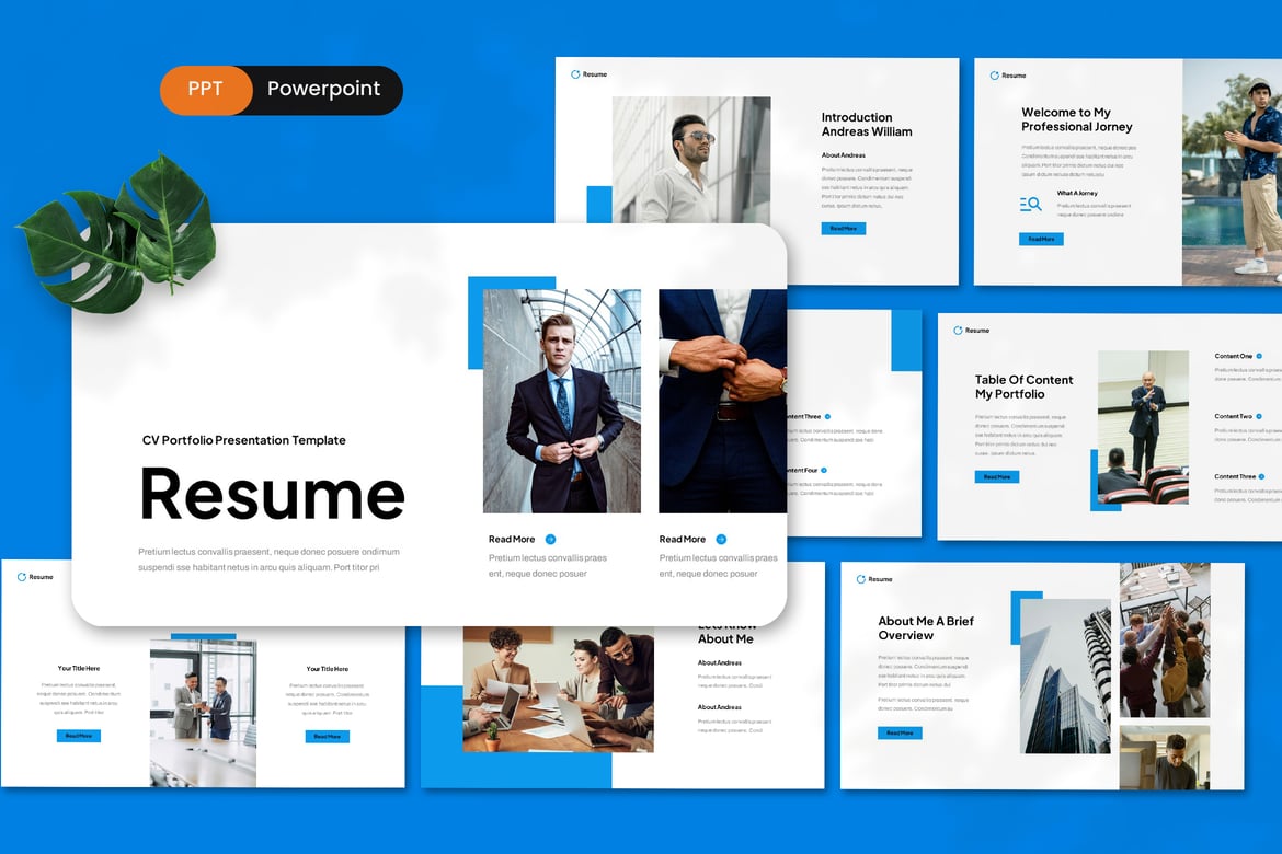 Template Presentasi PowerPoint Portofolio CV & Resume yang Menarik
