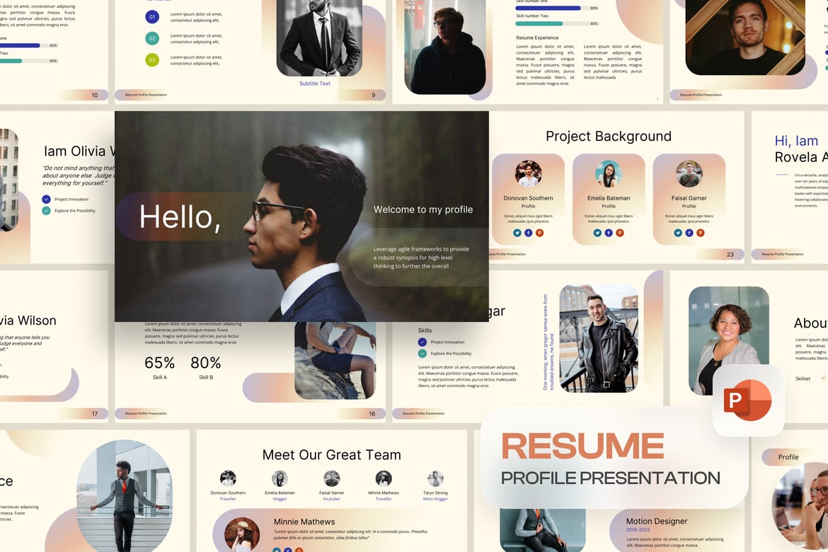 Template PowerPoint Profil Resume yang Menarik dan Modern
