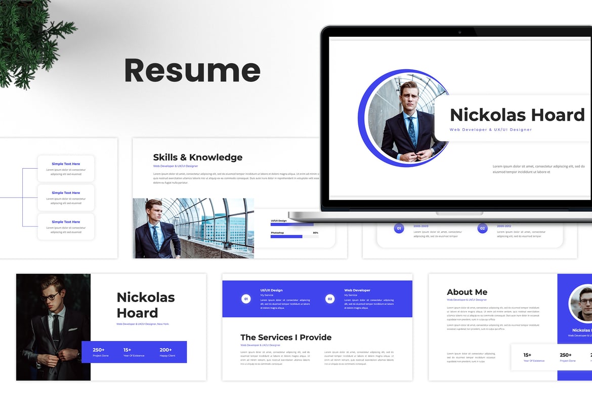 Template Powerpoint Resume untuk Web Developer & Desainer UX/UI