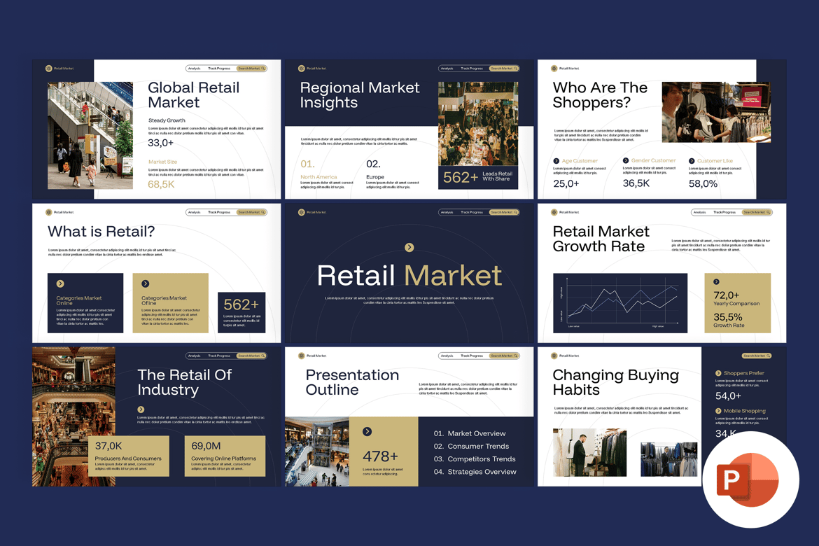 Template Presentasi PowerPoint untuk Pasar Ritel yang Mengesankan