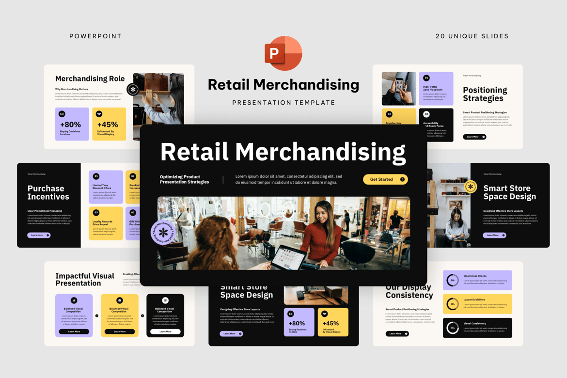 Template Presentasi PowerPoint Merchandising Retail yang Profesional