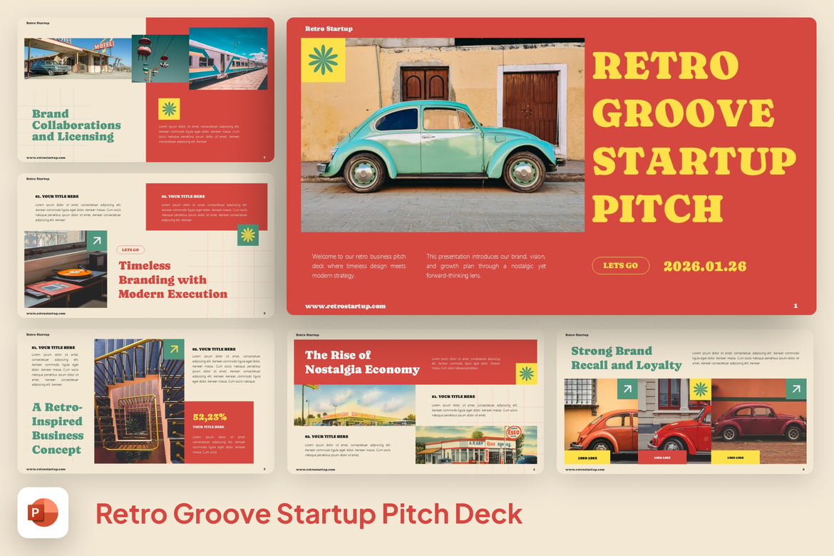 Template PowerPoint Pitch Startup Retro yang Menarik