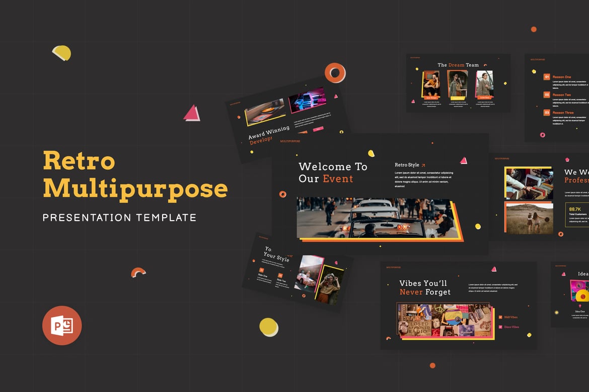 Template Presentasi PowerPoint Retro Serbaguna yang Mengagumkan