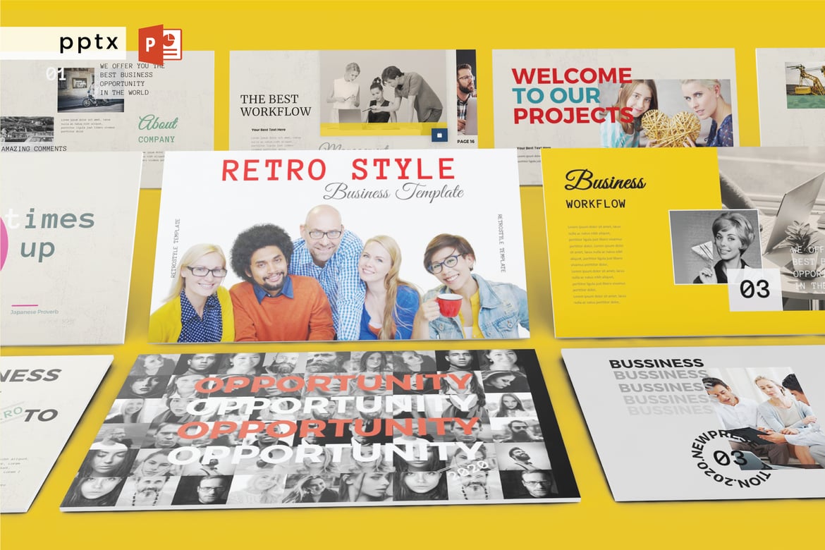 Template PowerPoint Retro Stylish untuk Presentasi Profesional