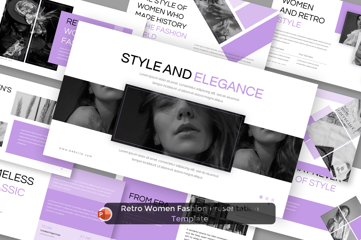 Template PowerPoint Fashion Retro Wanita yang Menawan