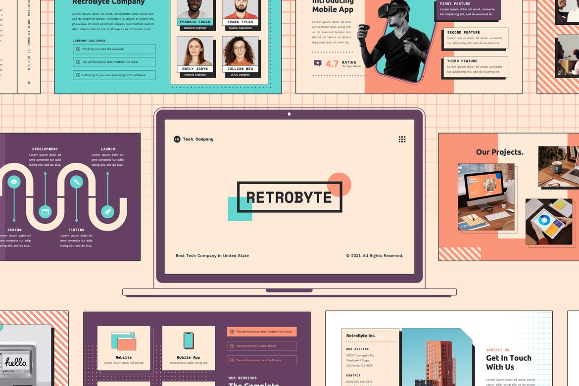 Template Presentasi Teknologi RetroByte yang Menarik