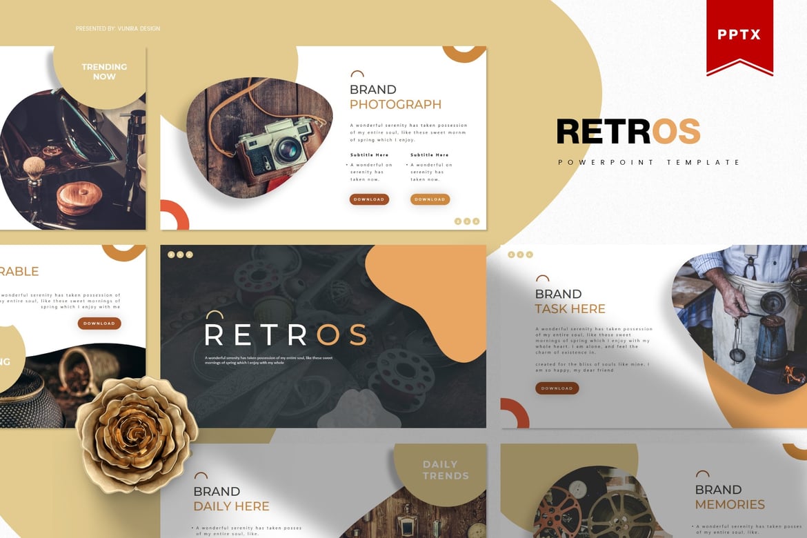 Template Presentasi PowerPoint Retros yang Menarik
