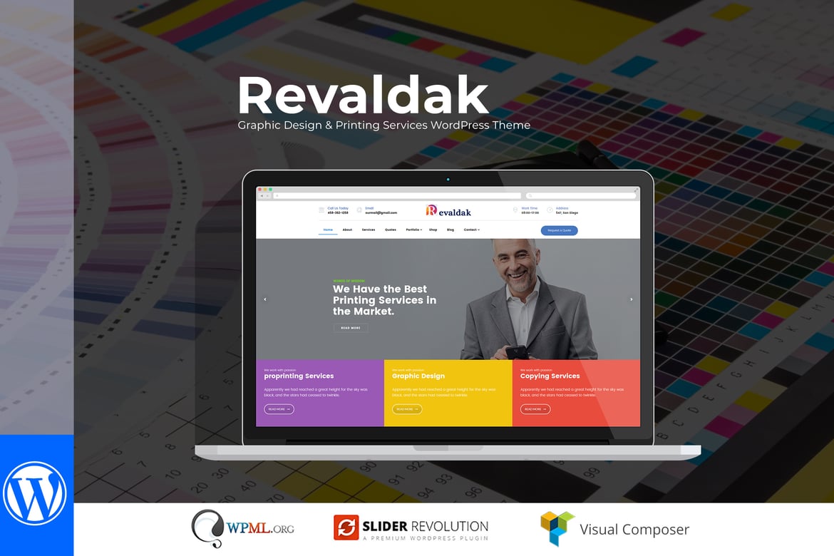 Revaldak - Tema WordPress untuk Layanan Percetakan yang Responsif dan Modern