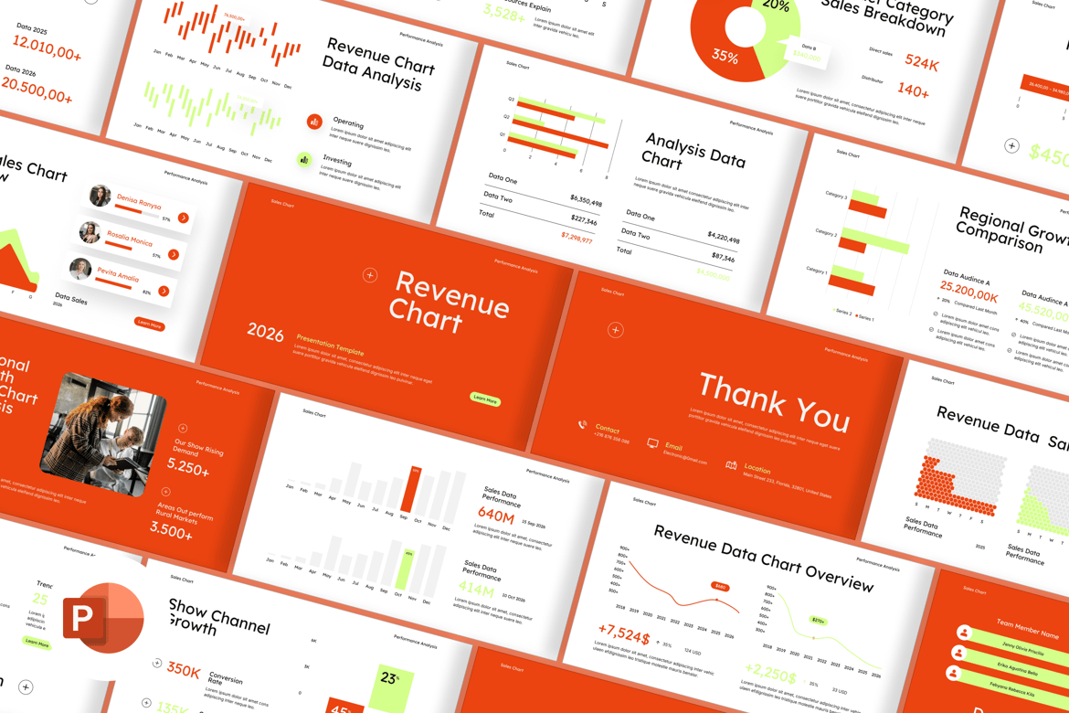Template Presentasi PowerPoint Grafik Pendapatan yang Menarik