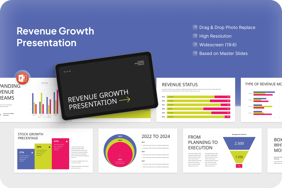 Template PowerPoint untuk Pertumbuhan Pendapatan yang Menginspirasi