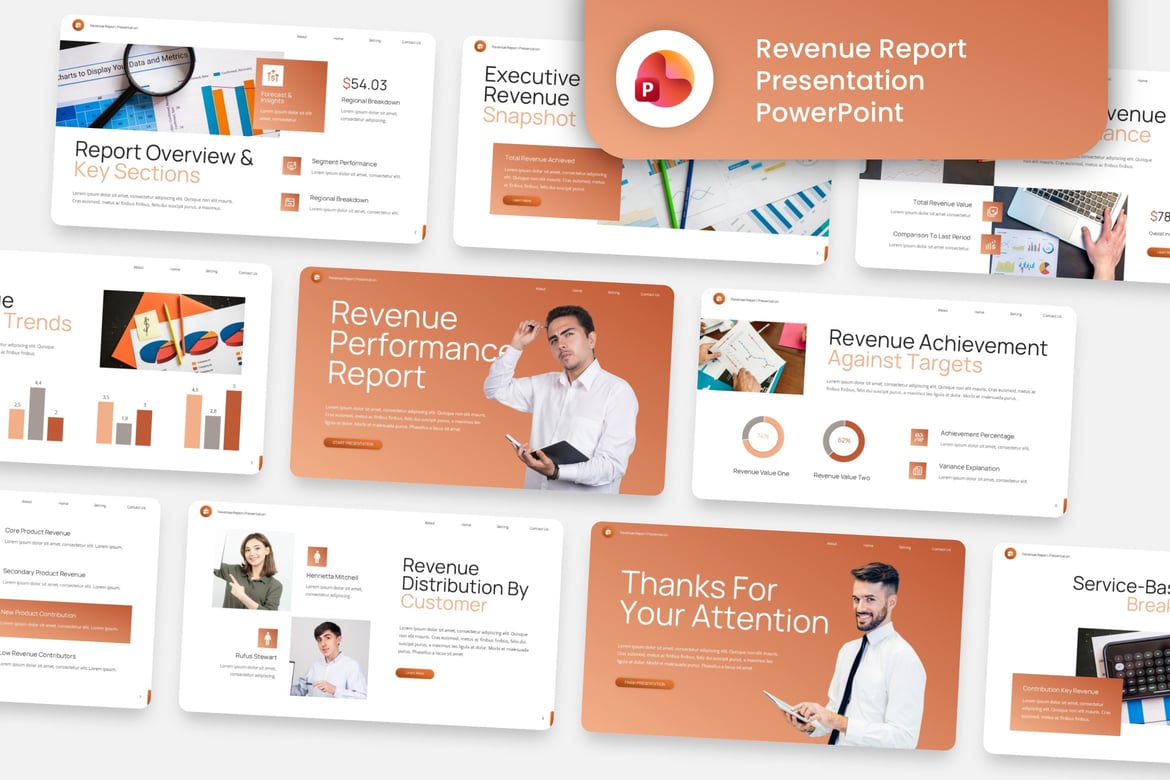 Template Powerpoint Laporan Pendapatan yang Menarik