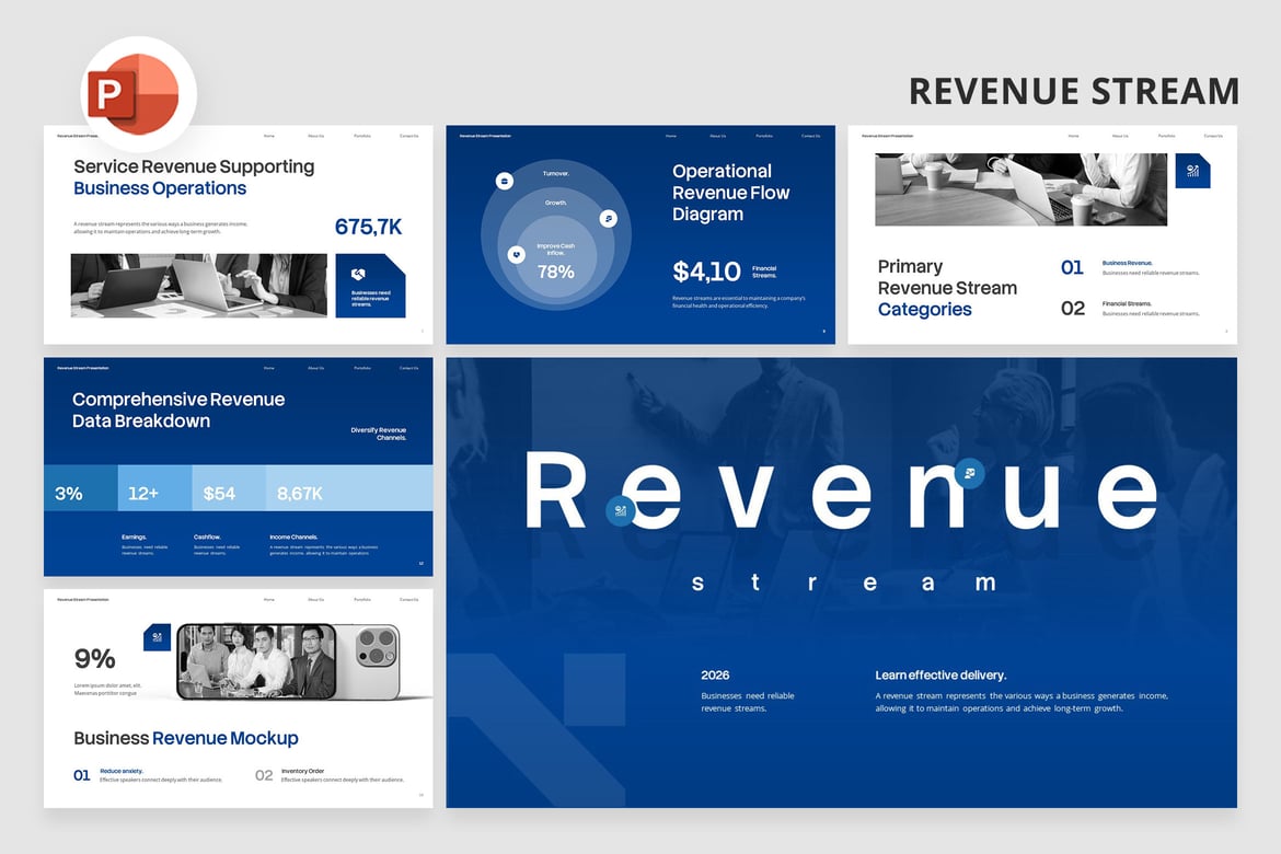 Template PowerPoint Laporan Pendapatan yang Menarik