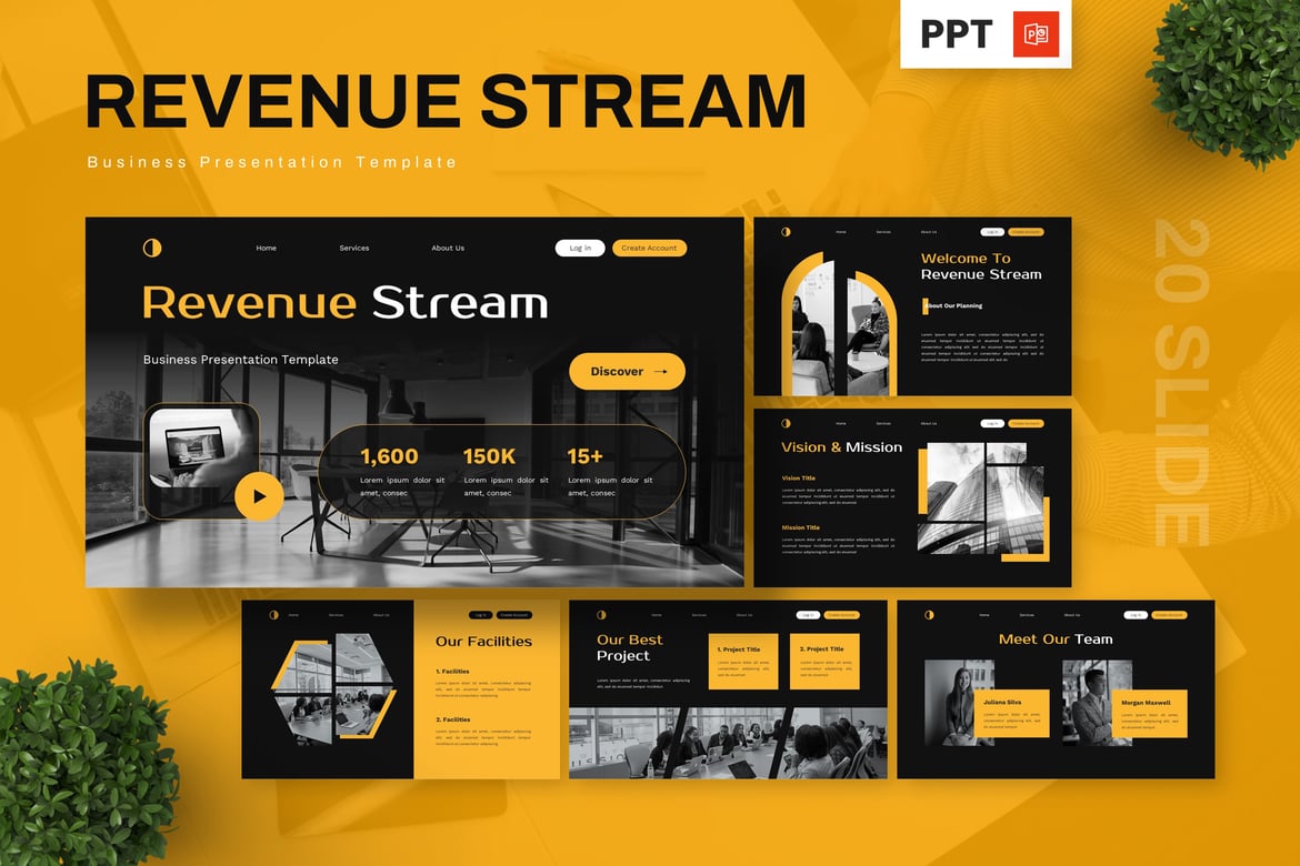 Template Presentasi Bisnis - Revenue Stream PowerPoint yang Menarik