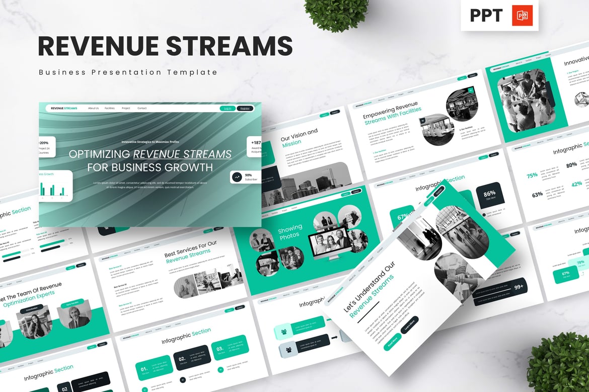 Template Powerpoint Aliran Pendapatan - Solusi Presentasi Bisnis yang Menarik