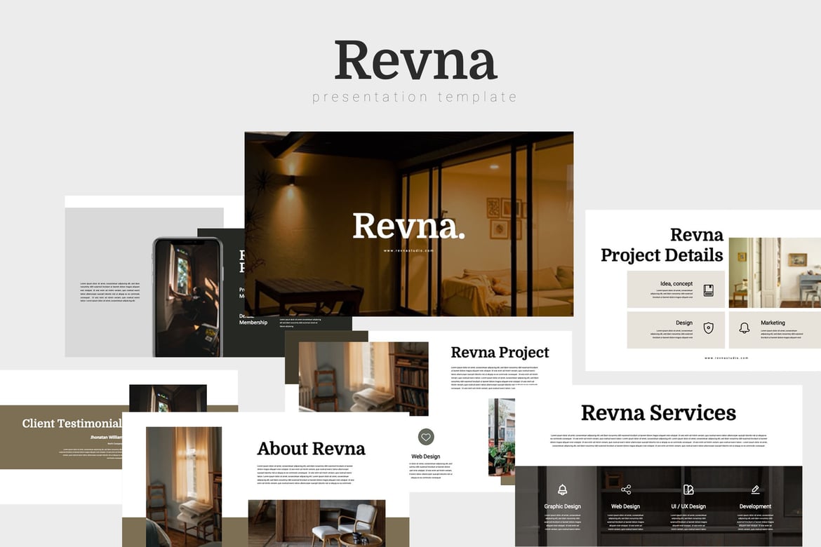Revna - Template Presentasi Powerpoint Kreatif dan Profesional