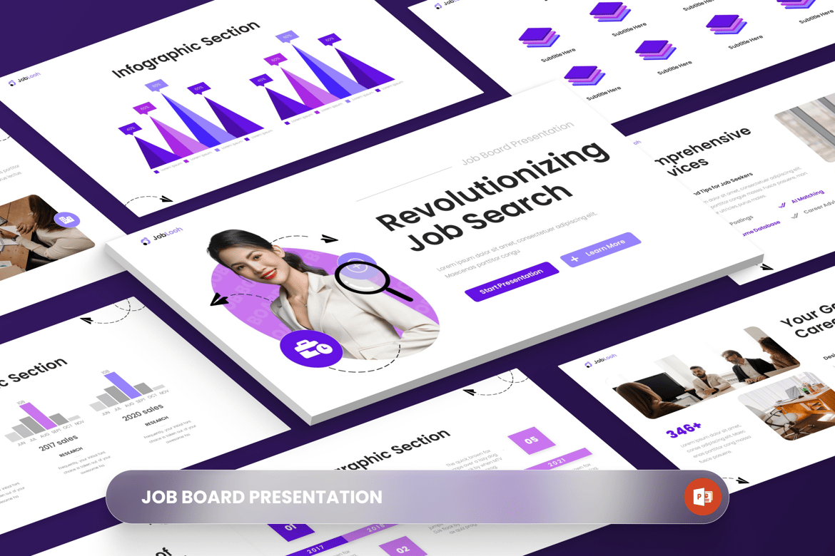 Template PowerPoint Inovatif untuk Job Board