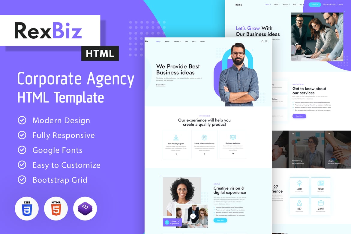 Rexbiz | Template Website Agensi Korporat yang Modern