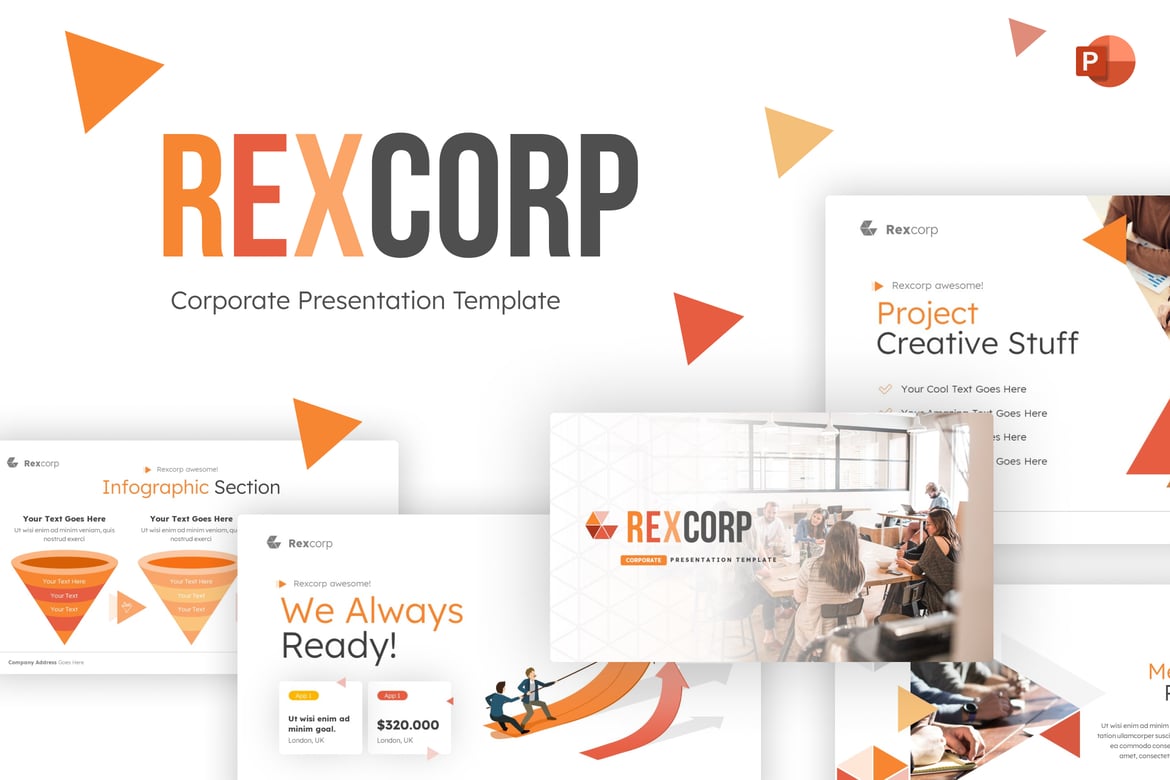 Template PowerPoint Korporat Rexcorp yang Elegan dan Fleksibel