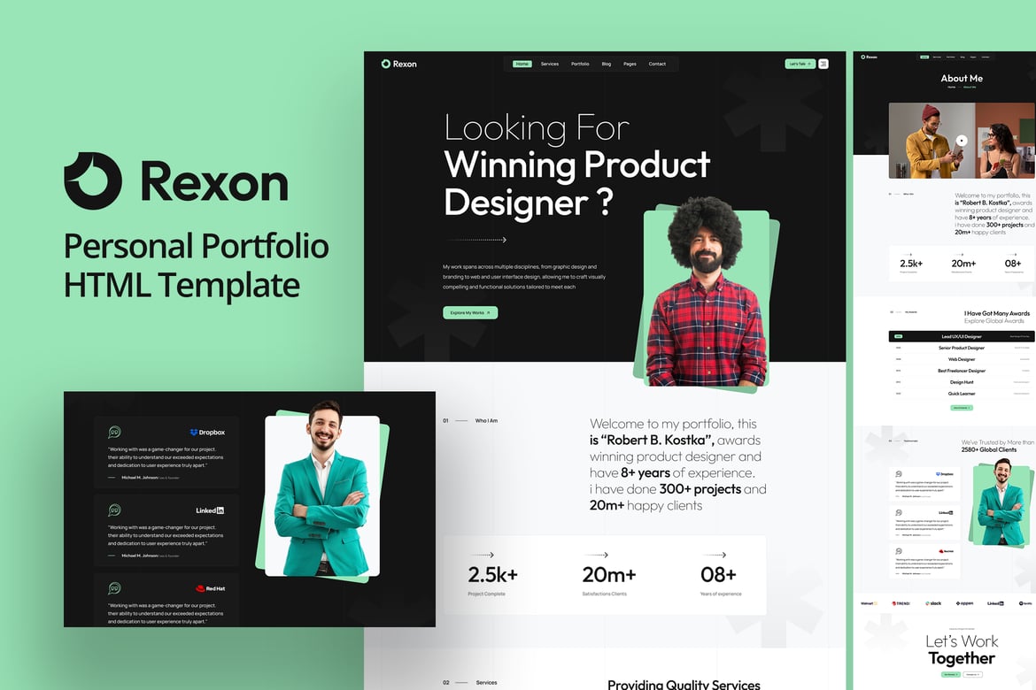 Rexon - Template Website Portofolio Pribadi yang Kreatif dan Minimalis