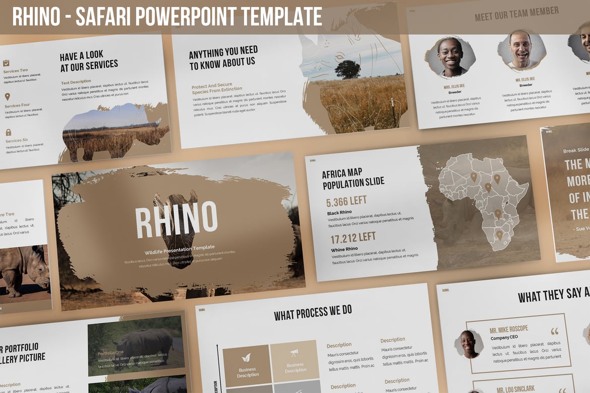 Template Presentasi Rhino - Gaya Safari yang Modern dan Menarik