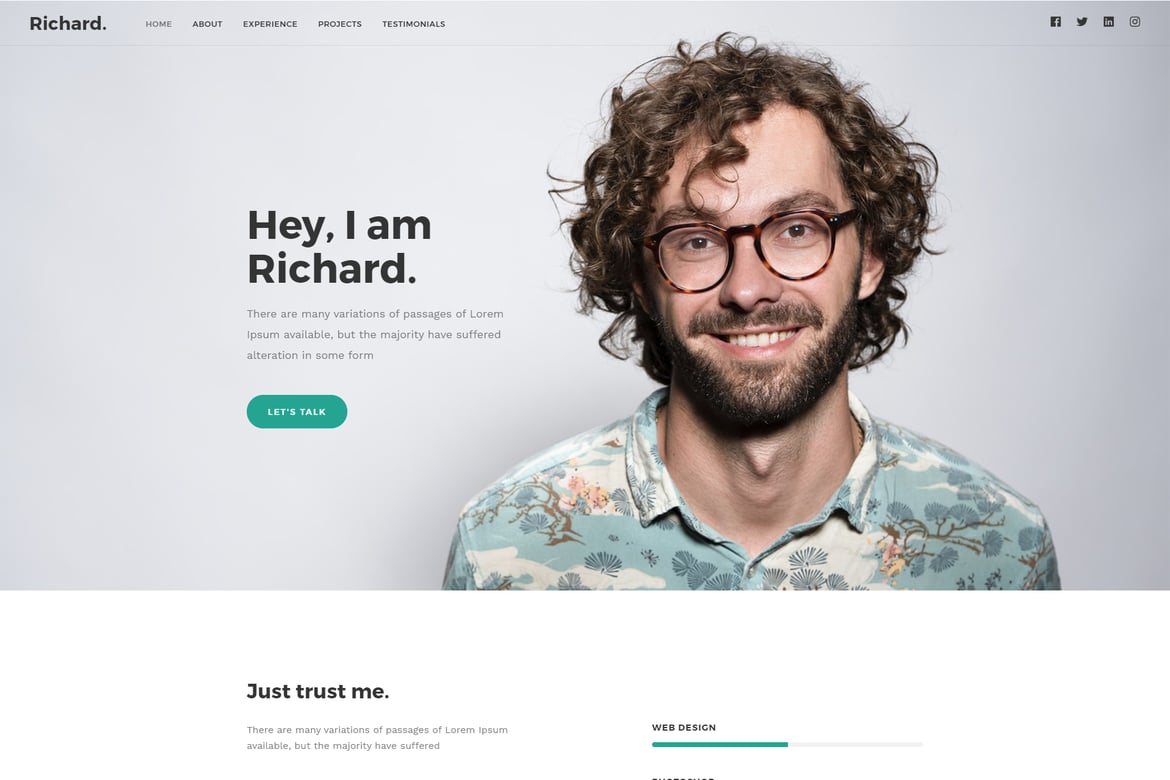 Richard - Template Pribadi Satu Halaman yang Mudah dan Elegan
