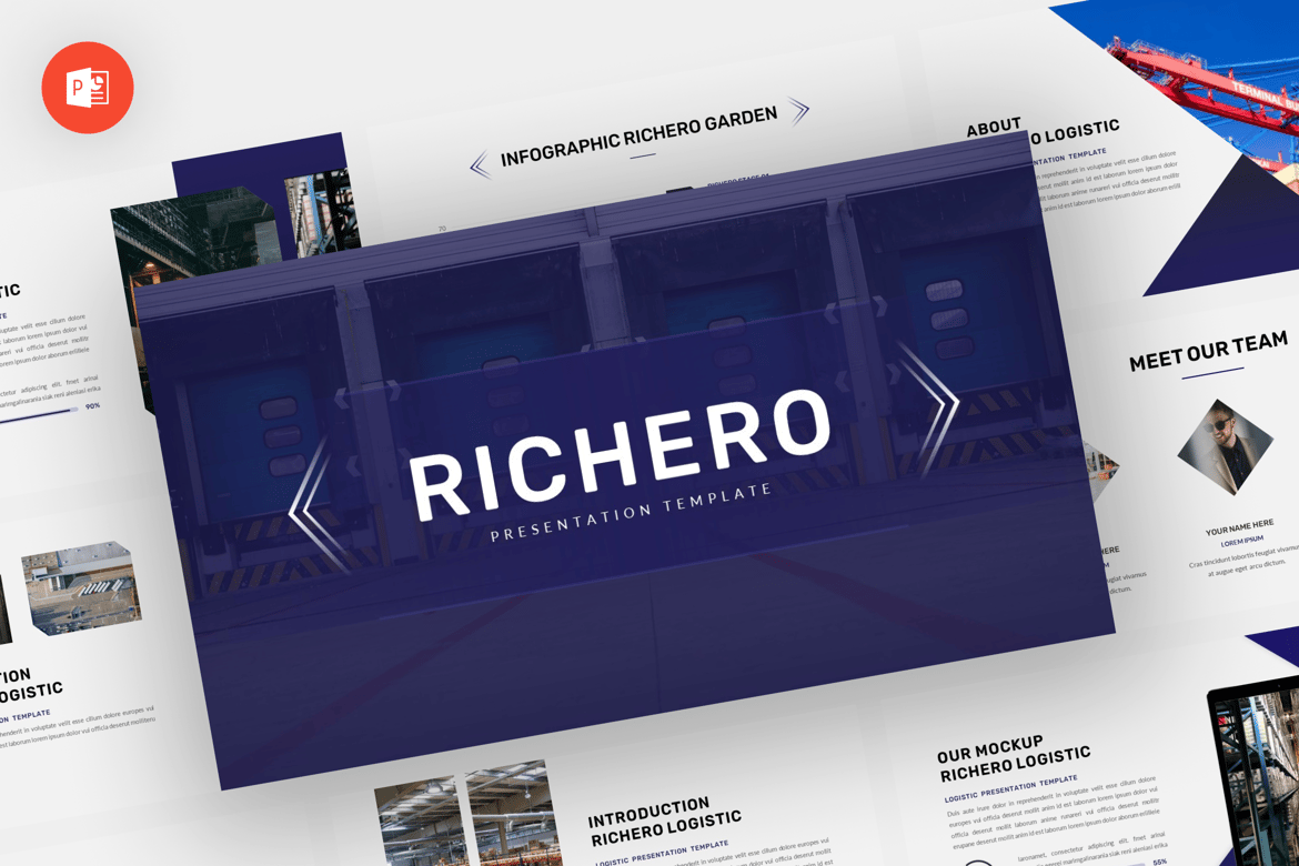 Richero - Template Presentasi Powerpoint Logistik yang Modern dan Profesional